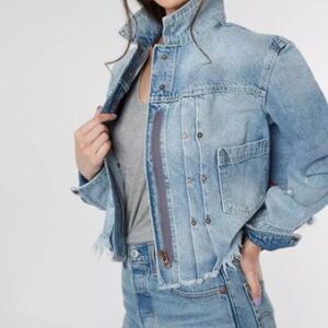 Free People Dillion Frayed Country Denim Jacket